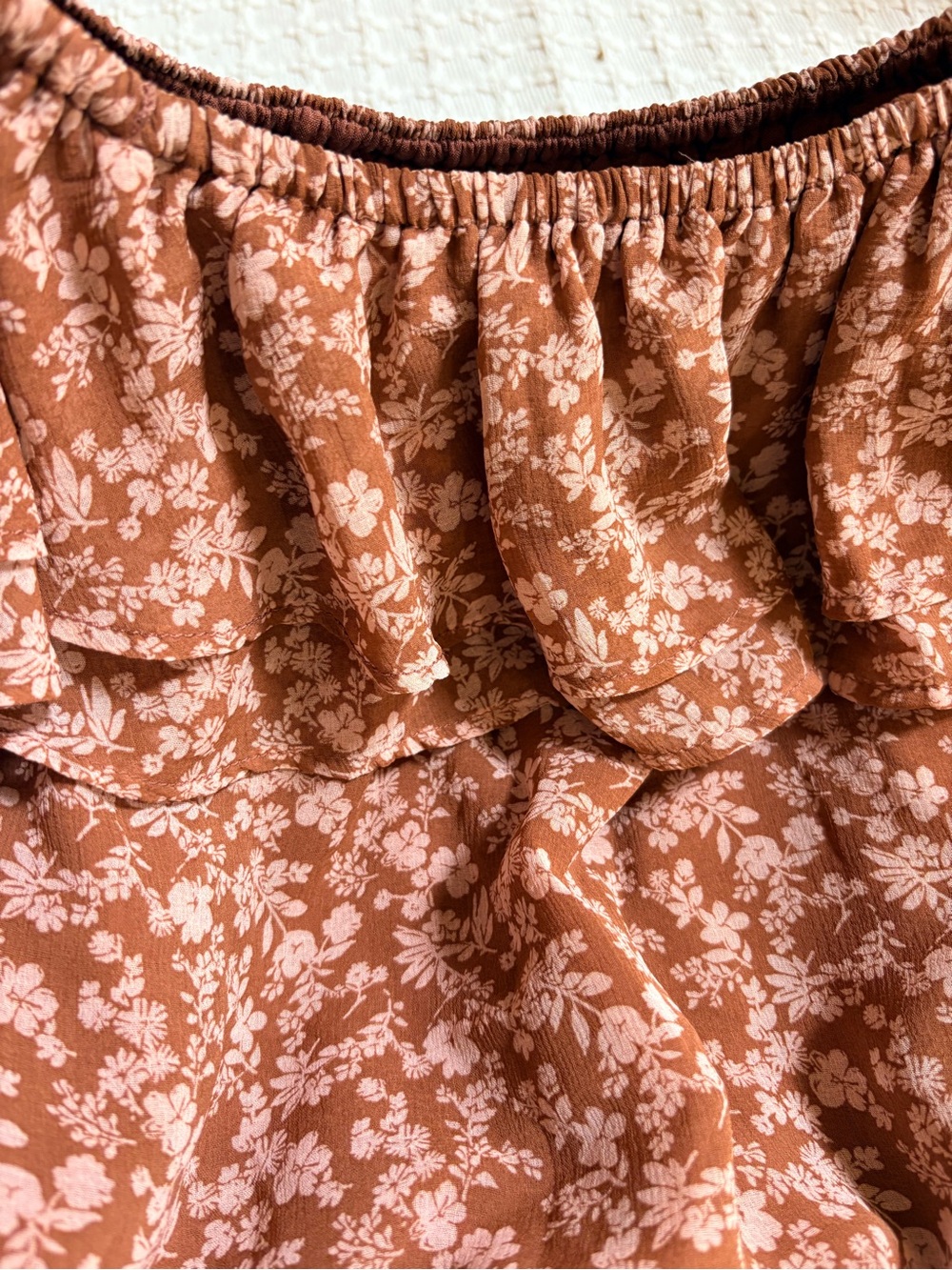 Altar'd State Rust Floral Off-Shoulder Ruffle Top - Picture 4 of 4